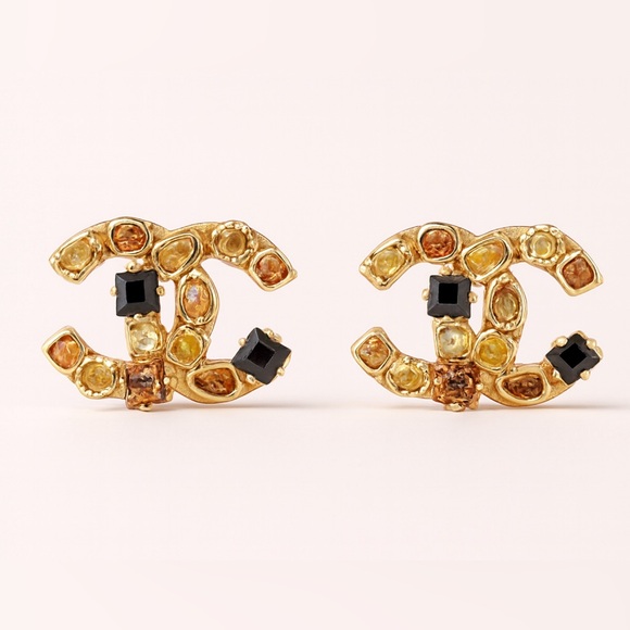 CHANEL Jewelry - CHANEL Vintage CC earrings featuring multi-colored gemstones